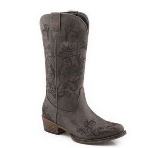 Roper Womens Vintage Black Faux Leather Western Boots Size 6.5